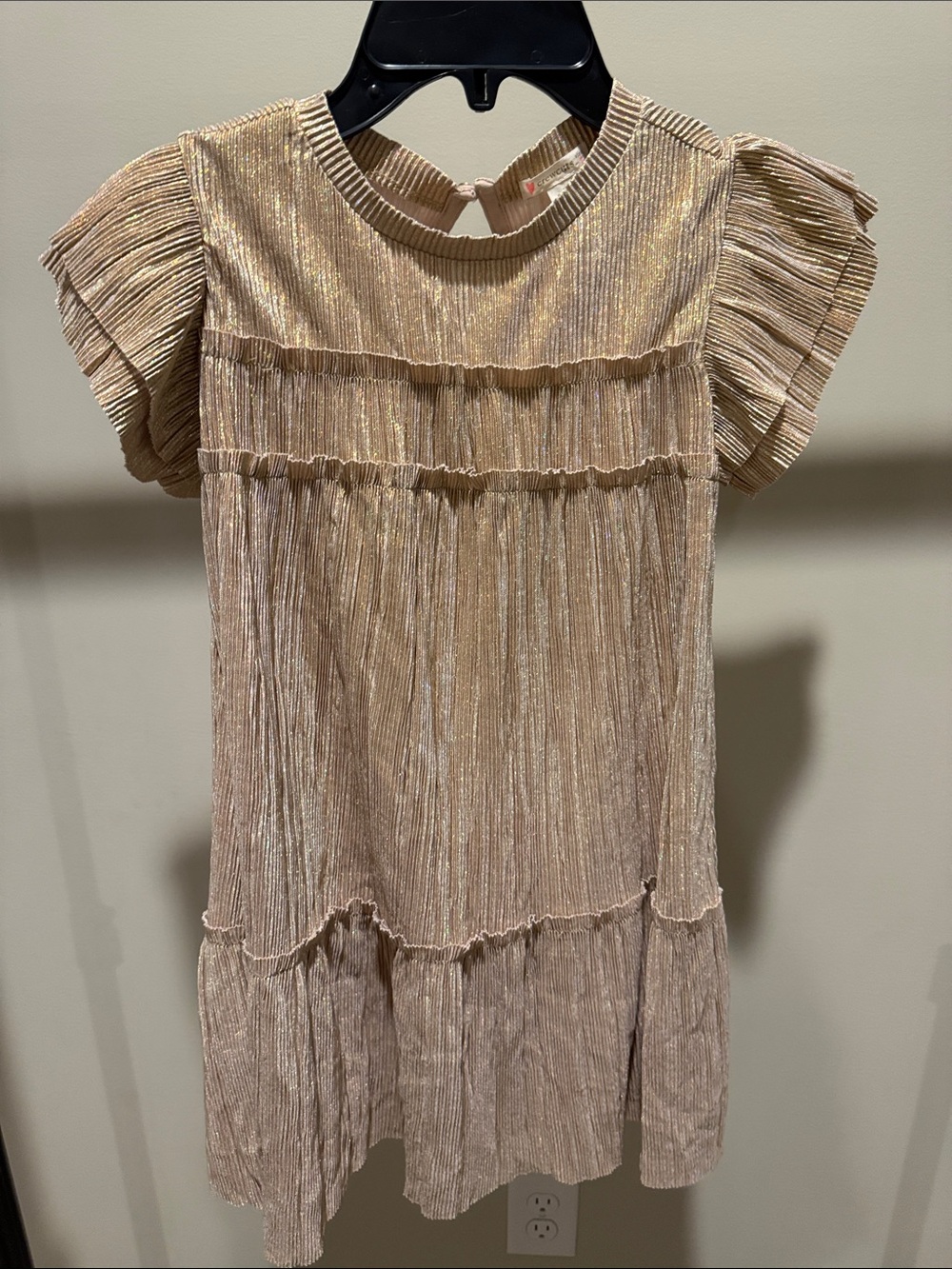 Crewcuts Shimmery Pleated Pink Gold Party Dress